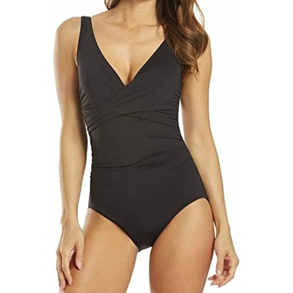 NWT Contours By Coco Reef Black Shapemaker Swimsuit Underwire Support Solutions